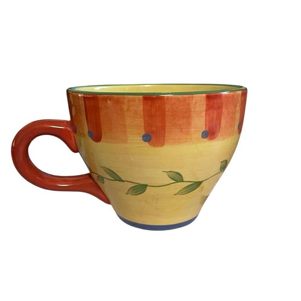 Pfaltzgraff Yellow and Red Hand-Painted Ceramic Mug